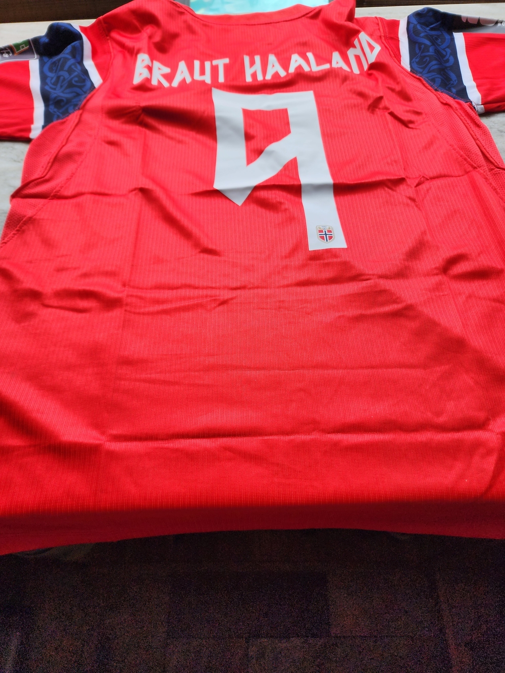 Nike Red and Blue Norge Soccer Jersey